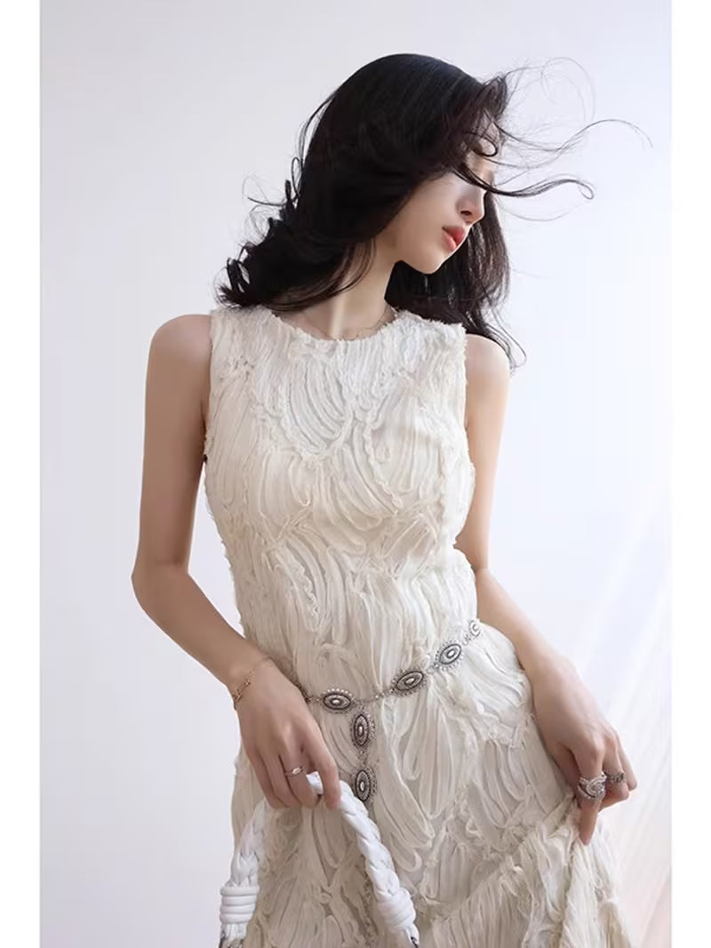 Women'S Elegant Lace Maxi Dress, Sleeveless Tea Dress with Qipao-Inspired Details for Formal Events And Evening Wear