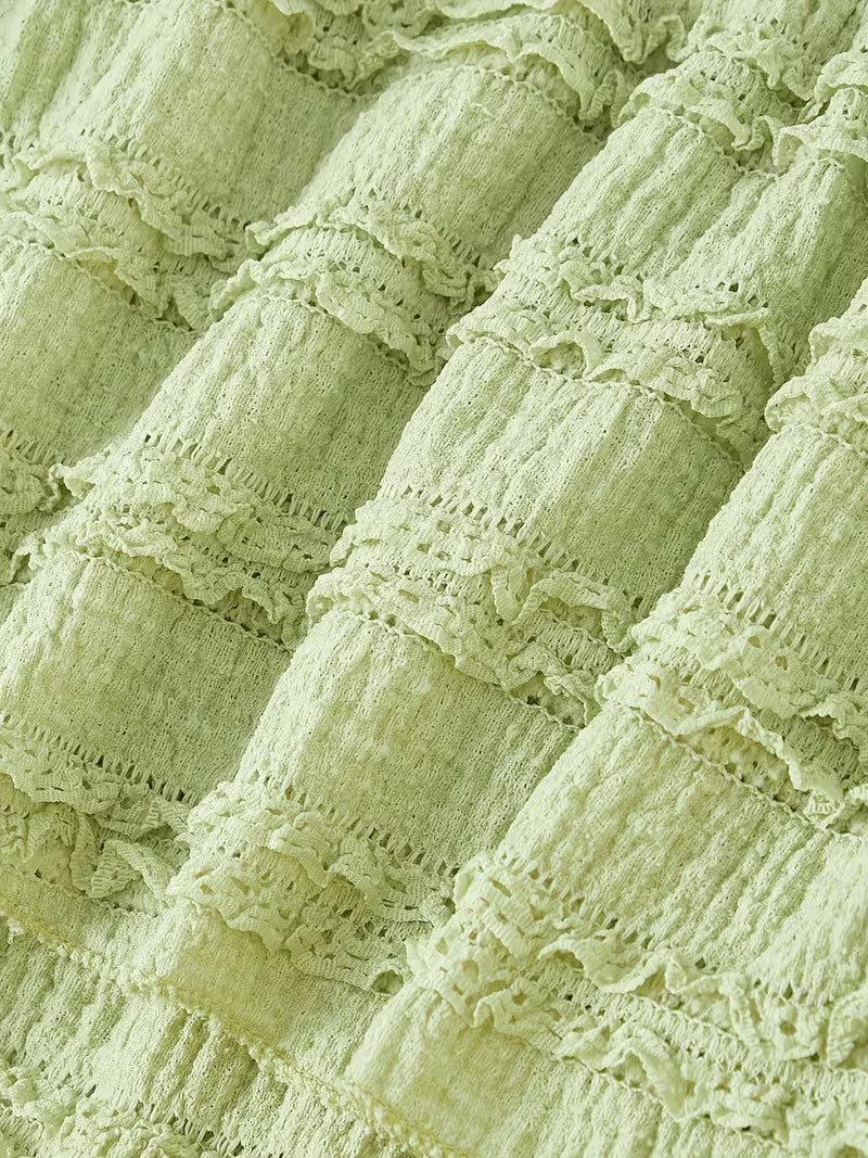 European And American Style Sweet And Spicy Pleated Waist- Dress Women'S Summer Sleeveless Vest Skirt Multi-Layer Lotus Leaf Short Slim A-Line Skirt Fresh Avocado Green Cake Skirt