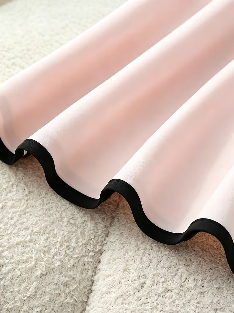 Women'S Spring Summer Black And White Contrast Midi Dress, Spaghetti Strap Dress, Women'S Contrast Dress