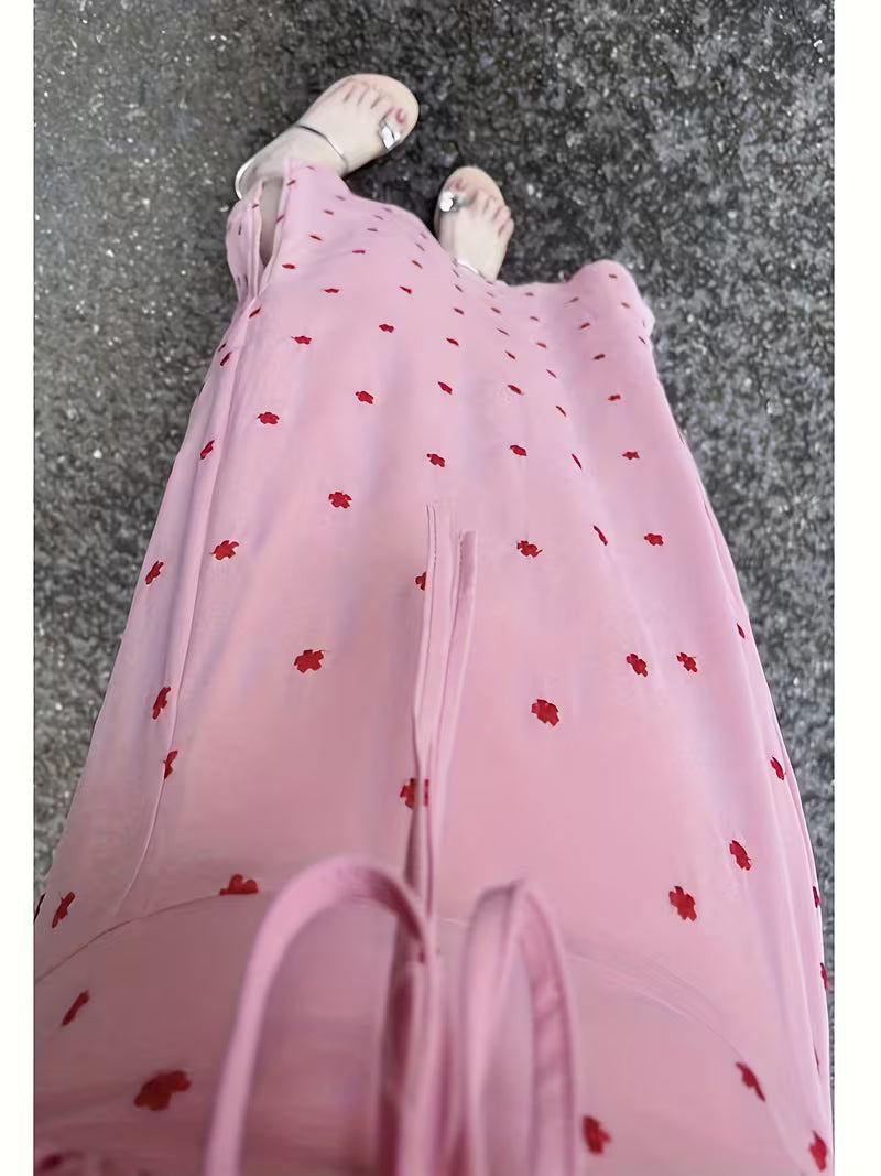 Embroidered Square Collar Lace Up Bubble Sleeve Dress for Women'S Summer New Sweet Waist Mid Length Dress