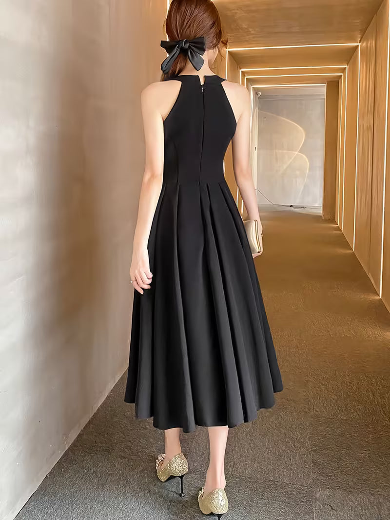 New Black Evening Gown 2025 Spring Collection, High-Quality Texture Women's Dress
