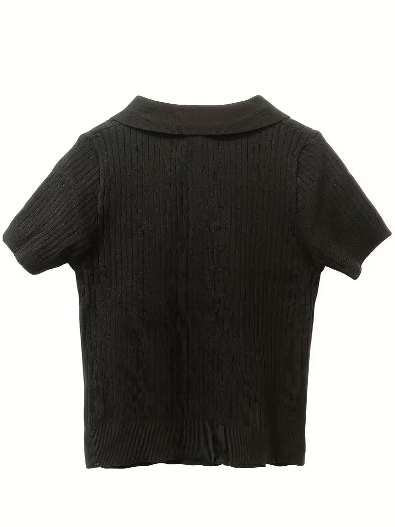 Twisted Short-Sleeve T-Shirt for Women, Embroidered Sweet Fashion Versatile Top